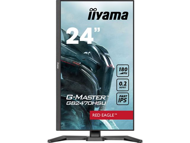 iiyama G-Master Red Eagle gaming monitor GB2470HSU-B6 23.8" Height Adjustable, Full HD, 180Hz, 0.2ms, FreeSync, HDMI, Display Port, USB Hub image 1