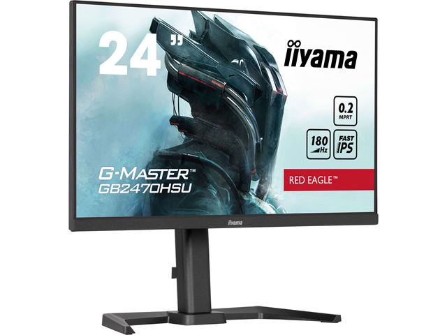 iiyama G-Master Red Eagle gaming monitor GB2470HSU-B6 23.8" Height Adjustable, Full HD, 180Hz, 0.2ms, FreeSync, HDMI, Display Port, USB Hub image 2