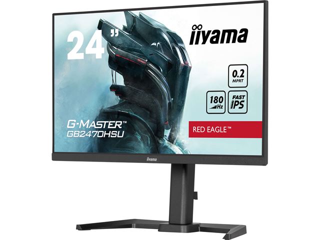 iiyama G-Master Red Eagle gaming monitor GB2470HSU-B6 23.8" Height Adjustable, Full HD, 180Hz, 0.2ms, FreeSync, HDMI, Display Port, USB Hub image 4