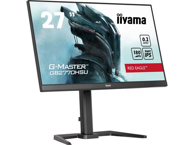 iiyama G-Master Red Eagle gaming monitor GB2770QSU-B6 27" Black, WQHD res 2560x1440, IPS, 180Hz, 0.2ms, FreeSync, HDMI, Display Port, USB Hub image 1