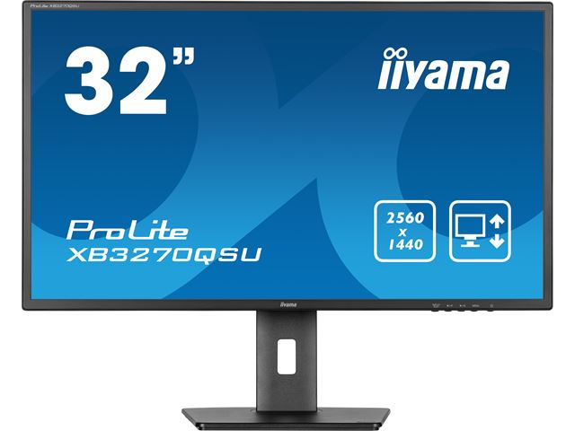 iiyama Prolite monitor XB3270QSU-B1 32" IPS WQHD 2560x1440, Black, HDMI,  Display Port, USB Hub, Height Adjustable image 0