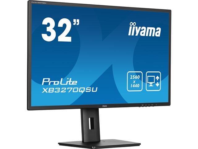 iiyama Prolite monitor XB3270QSU-B1 32" IPS WQHD 2560x1440, Black, HDMI,  Display Port, USB Hub, Height Adjustable image 1