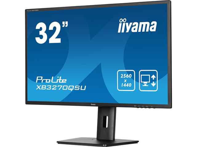 iiyama Prolite monitor XB3270QSU-B1 32" IPS WQHD 2560x1440, Black, HDMI,  Display Port, USB Hub, Height Adjustable image 2