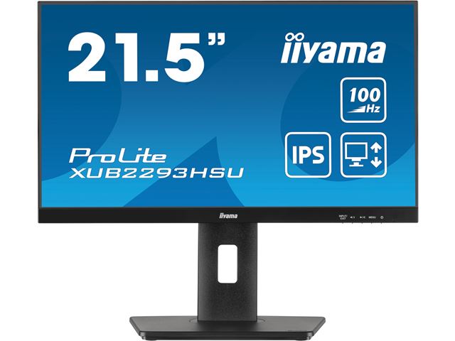 iiyama ProLite monitor XUB2293HSU-B7 22" IPS, 3-side borderless, Height Adjustable, Full HD, HDMI, 100hz refresh rate, USB Hub image 0