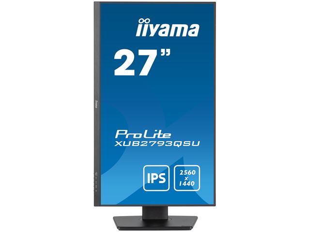 iiyama ProLite XUB2793QSU-B7 monitor, Height Adjustable, 3-side borderless, IPS, WQHD res, 100hz, HDMI, DisplayPort, Flicker free and Blue light reducer, 100 hz, USB hub image 1