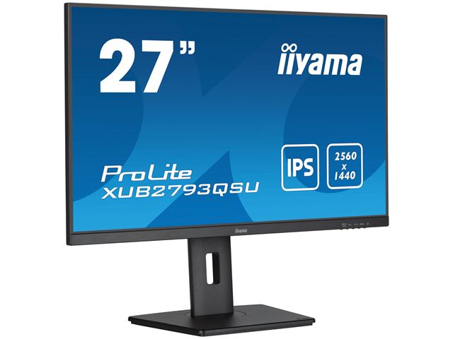 iiyama ProLite XUB2793QSU-B7 monitor, Height Adjustable, 3-side borderless, IPS, WQHD res, 100hz, HDMI, DisplayPort, Flicker free and Blue light reducer, 100 hz, USB hub image 2