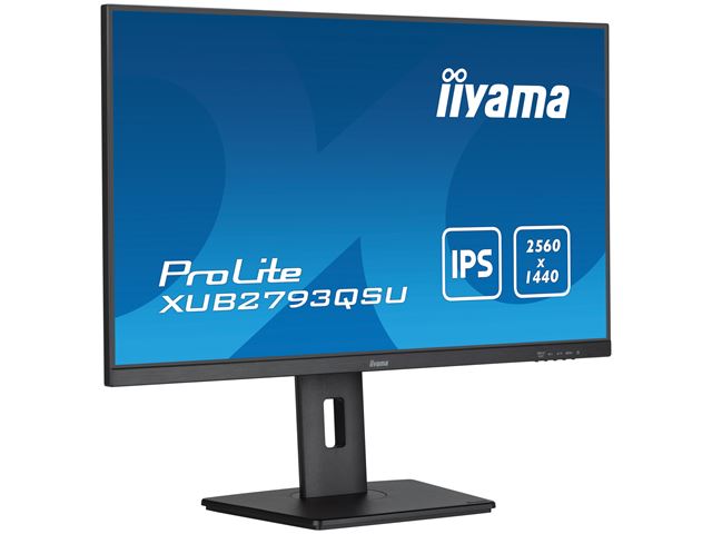 iiyama ProLite XUB2793QSU-B7 monitor, Height Adjustable, 3-side borderless, IPS, WQHD res, 100hz, HDMI, DisplayPort, Flicker free and Blue light reducer, 100 hz, USB hub image 3