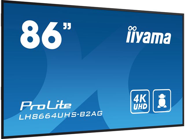 iiyama ProLite LH8664UHS-B2AG 86", 24/7, 4K, IPS, HDMI, landscape/portrait, Wifi, Android OS, signal FailOver, 500cd/m² high brightness, Anti-Glare image 5