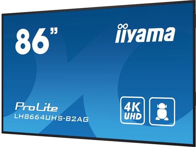 iiyama ProLite LH8664UHS-B2AG 86", 24/7, 4K, IPS, HDMI, landscape/portrait, Wifi, Android OS, signal FailOver, 500cd/m² high brightness, Anti-Glare image 4