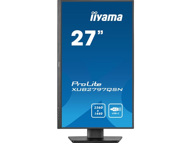 iiyama ProLite monitor XUB2797QSN-B2 27" IPS, WQHD, USB-C dock and RJ45 (LAN), Ultra Slim Bezel, HDMI, Display Port, Height Adjustable.  image 2