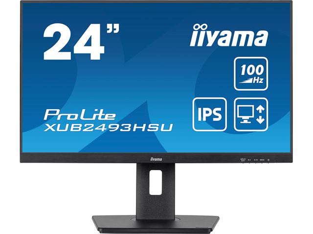 iiyama ProLite monitor XUB2493HSU-B7 24", IPS, 100hz, Height Adjustable, Black, Ultra Slim Bezel, HDMI, DisplayPort, Blue light reducer, Flicker free image 0