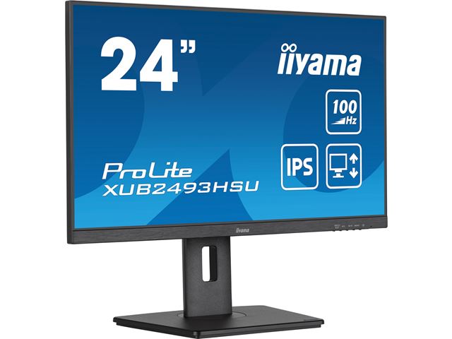 iiyama ProLite monitor XUB2493HSU-B7 24", IPS, 100hz, Height Adjustable, Black, Ultra Slim Bezel, HDMI, DisplayPort, Blue light reducer, Flicker free image 2