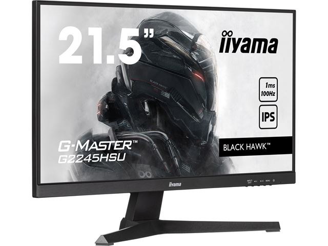 iiyama G-Master Black Hawk gaming monitor G2245HSU-B2 22" Black, IPS, 100Hz, 1ms, FreeSync, HDMI, Display Port, USB Hub image 1