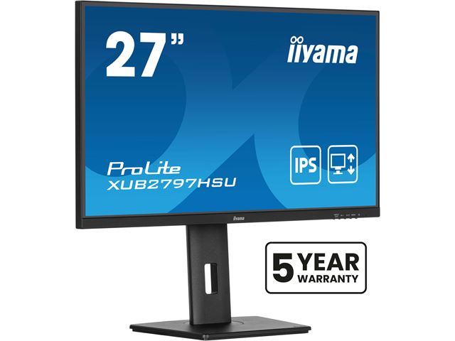 iiyama ProLite Monitor XUB2797HSU-B2 27", Black, 1ms, 100 Hz, Height Adjustable, IPS Panel, HDMI, DisplayPort, standard HD image 4