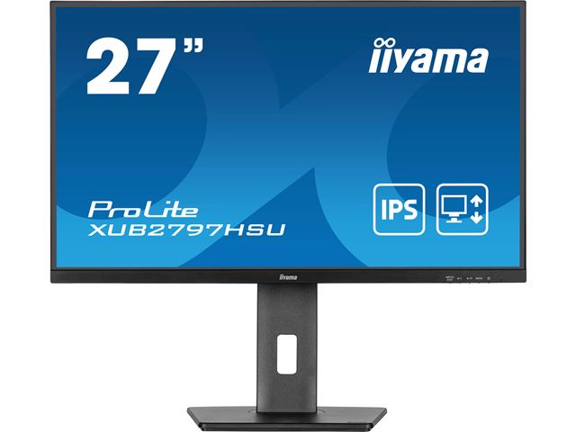 iiyama ProLite Monitor XUB2797HSU-B2 27", Black, 1ms, 100 Hz, Height Adjustable, IPS Panel, HDMI, DisplayPort, standard HD image 0