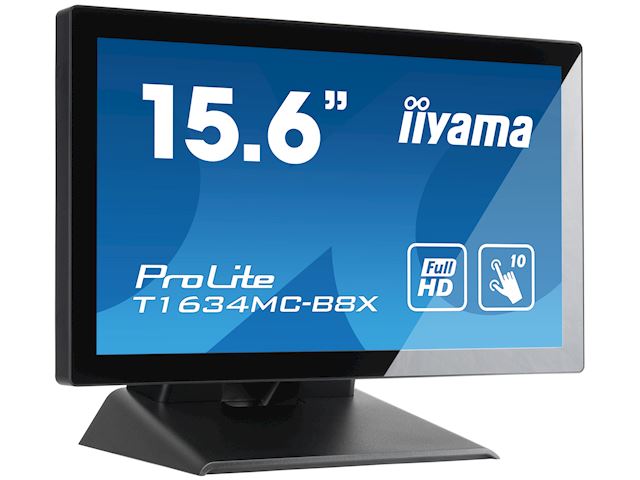 iiyama ProLite T1634MC-B8X 16" Black, IPS, touch through glass, 16:9, Projective Capacitive 10pt touch,  image 1
