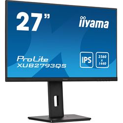 iiyama ProLite XUB2793QS-B1 height adjustable monitor, 3-side borderless, IPS, WQHD res, HDMI, DisplayPort, Flicker free and Blue light reducer  thumbnail 2