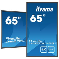 iiyama Prolite monitor LH6570UHB-B1 65" VA, Slim Bezel, 4K UHD, 24/7, Landscape/Portrait, 700cd/m2 brightness thumbnail 4