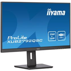 iiyama ProLite monitor XUB2792QSC-B5 27" IPS, 2560x1440, Ultra Slim Bezel, Black, HDMI, Display Port, USB-C Connectivity, Height Adjustable thumbnail 3