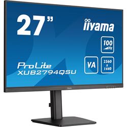 iiyama ProLite XUB2794QSU-B6, 27" WQHD resolution, Height adjustable, Ultra Slim, VA, HDMI, DP, 100hz refresh rate thumbnail 2