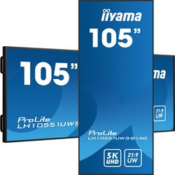 iiyama ProLite LH10551UWS-B1AG 105", specialised 21:9 panoramic commercial signage, 24/7, 5K, IPS, HDMI, landscape/portrait, OPS slot, Anti-Glare thumbnail 3