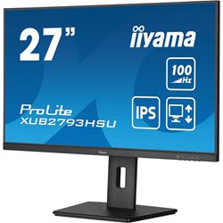 iiyama ProLite monitor XUB2793HSU-B6, 27" 3-side borderless design, IPS, 100hz, Height Adjustable and pivot function, HDMI, DisplayPort, FreeSync, Flicker free thumbnail 4