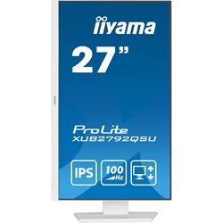 iiyama ProLite monitor XUB2792QSU-W6 27" IPS, 2560x1440, FreeSync, 3-side borderless, White, HDMI, Display Port, USB Hub, Height Adjustable, 100 hz thumbnail 1