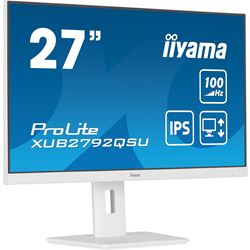 iiyama ProLite monitor XUB2792QSU-W6 27" IPS, 2560x1440, FreeSync, 3-side borderless, White, HDMI, Display Port, USB Hub, Height Adjustable, 100 hz thumbnail 2