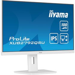 iiyama ProLite monitor XUB2792QSU-W6 27" IPS, 2560x1440, FreeSync, 3-side borderless, White, HDMI, Display Port, USB Hub, Height Adjustable, 100 hz thumbnail 3