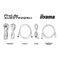 iiyama ProLite monitor XUB2792QSU-W6 27" IPS, 2560x1440, FreeSync, 3-side borderless, White, HDMI, Display Port, USB Hub, Height Adjustable, 100 hz thumbnail 13