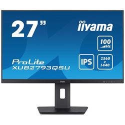 iiyama ProLite XUB2793QSU-B6 monitor, Height Adjustable, 3-side borderless, IPS, WQHD res, HDMI, DisplayPort, Flicker free and Blue light reducer, 100 hz, USB hub thumbnail 0