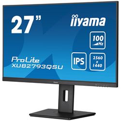 iiyama ProLite XUB2793QSU-B6 monitor, Height Adjustable, 3-side borderless, IPS, WQHD res, HDMI, DisplayPort, Flicker free and Blue light reducer, 100 hz, USB hub thumbnail 4