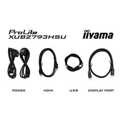 iiyama ProLite XUB2793QSU-B6 monitor, Height Adjustable, 3-side borderless, IPS, WQHD res, HDMI, DisplayPort, Flicker free and Blue light reducer, 100 hz, USB hub thumbnail 12