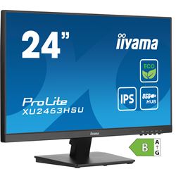 iiyama ProLite monitor ECO XU2463HSU-B1 24" IPS, Full HD, Black, Ultra Slim Bezel, HDMI, Display Port, USB Hub with B energy class thumbnail 1