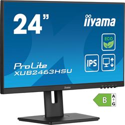 iiyama ProLite monitor ECO XUB2463HSU-B1 24" IPS, Height Adjustable, Full HD, Black, Ultra Slim Bezel, HDMI, Display Port, USB Hub with B energy class thumbnail 2