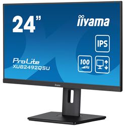 iiyama ProLite monitor XUB2492QSU-B1, 24", Ultra-wide res, 100hz, IPS, Height Adjustable and pivot function, HDMI, DisplayPort, Blue light reducer, Flicker free thumbnail 3