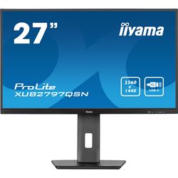 iiyama ProLite monitor XUB2797QSN-B1 27" IPS, WQHD, USB-C dock and RJ45 (LAN), Ultra Slim Bezel, HDMI, Display Port, Height Adjustable.  thumbnail 0