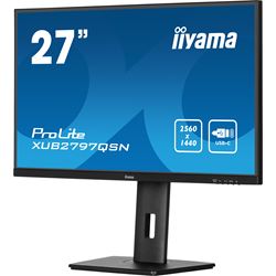 iiyama ProLite monitor XUB2797QSN-B1 27" IPS, WQHD, USB-C dock and RJ45 (LAN), Ultra Slim Bezel, HDMI, Display Port, Height Adjustable.  thumbnail 4
