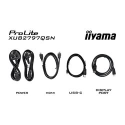 iiyama ProLite monitor XUB2797QSN-B1 27" IPS, WQHD, USB-C dock and RJ45 (LAN), Ultra Slim Bezel, HDMI, Display Port, Height Adjustable.  thumbnail 12