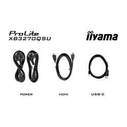 iiyama Prolite monitor XB3270QSU-B1 32" IPS WQHD 2560x1440, Black, HDMI,  Display Port, USB Hub, Height Adjustable thumbnail 8