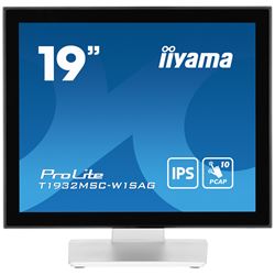 iiyama ProLite monitor T1932MSC-W1SAG, 19", White, Edge to edge, Scratch resistive, Projective Capacitive 10pt touch, HDMI, DisplayPort, Water and dust protection, IP54