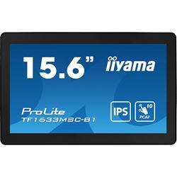 iiyama ProLite monitor TF1633MSC-B1 15.6", P Cap 10pt touch, edge to edge glass, Open frame, Scratch resistant, IPS, Water and dust resistant