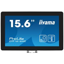 iiyama ProLite monitor OTF1616MC-B1 15.6", PCap 10pt touch for semi-outdoor applications, High Brightness, Smart sensors, Environmental Resistance, Scratch resistant, Anti-fingerprint coating, landscape/portrait/face-up