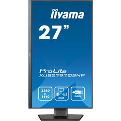 iiyama ProLite monitor XUB2797QSNP-B1 27" IPS, WQHD, KVM Switch, USB-C dock with 96W pwer delivery and RJ45 (LAN), Ultra Slim Bezel, HDMI, Display Port, Height Adjustable thumbnail 1