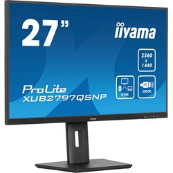 iiyama ProLite monitor XUB2797QSNP-B1 27" IPS, WQHD, KVM Switch, USB-C dock with 96W pwer delivery and RJ45 (LAN), Ultra Slim Bezel, HDMI, Display Port, Height Adjustable thumbnail 2