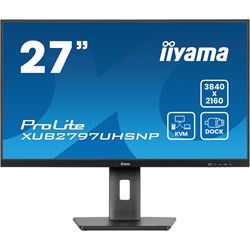 iiyama ProLite monitor XUB2797UHSNP-B1 27" IPS, 4k, KVM Switch, USB-C dock with 96W power delivery and RJ45 (LAN), Ultra Slim Bezel, HDMI, Display Port, Height Adjustable thumbnail 0