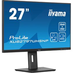 iiyama ProLite monitor XUB2797UHSNP-B1 27" IPS, 4k, KVM Switch, USB-C dock with 96W power delivery and RJ45 (LAN), Ultra Slim Bezel, HDMI, Display Port, Height Adjustable thumbnail 2