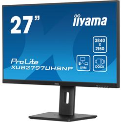 iiyama ProLite monitor XUB2797UHSNP-B1 27" IPS, 4k, KVM Switch, USB-C dock with 96W power delivery and RJ45 (LAN), Ultra Slim Bezel, HDMI, Display Port, Height Adjustable thumbnail 4