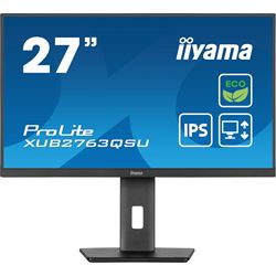 iiyama ProLite monitor ECO XUB2763QSU-B1 27" Height Adjustable, IPS, QHD, Black, Ultra Slim Bezel, HDMI, Display Port, USB Hub with B energy class