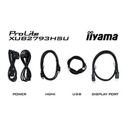 iiyama ProLite XUB2793QSU-B7 monitor, Height Adjustable, 3-side borderless, IPS, WQHD res, 100hz, HDMI, DisplayPort, Flicker free and Blue light reducer, 100 hz, USB hub thumbnail 9